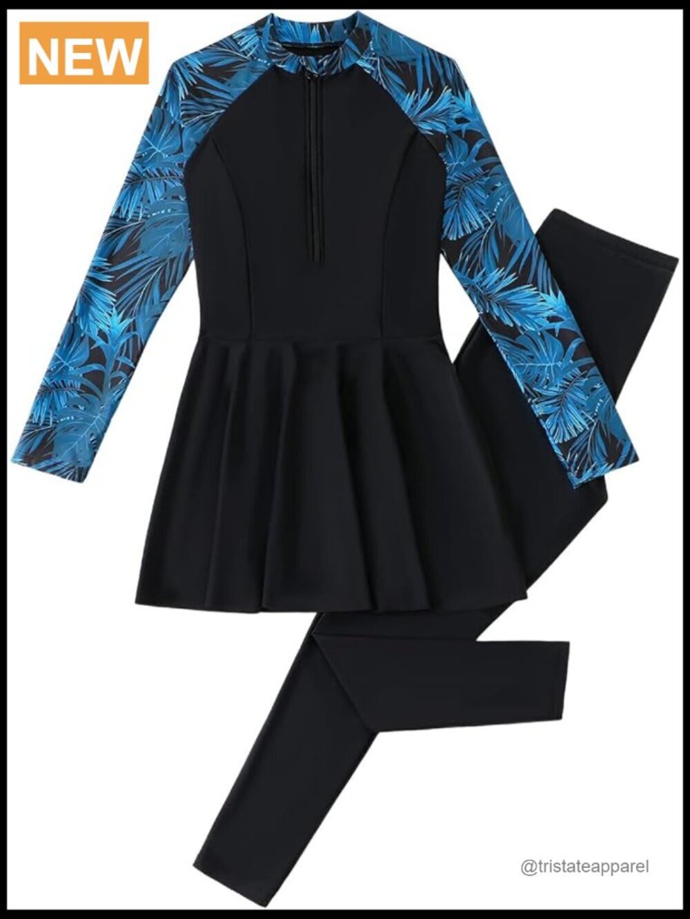 UPF 50+ Long Sleeve Swimsuit Modest Burkini Rash Guard with Pants